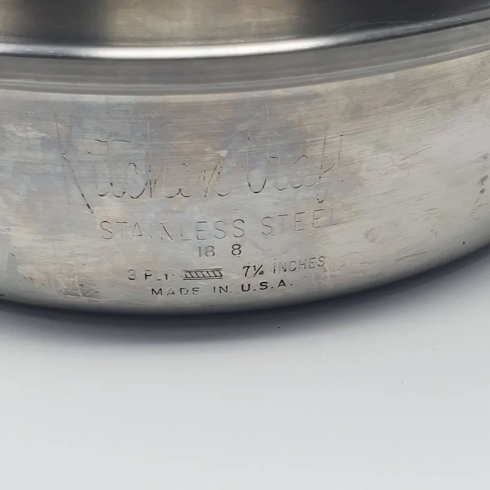 Kitchen Craft Skillet 7.5” 3 ply Multi-Core Stainless Steel + Lid Made USA 1.5Qt